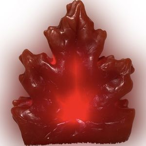 💥LED Leaf Light Battery Operated 2 AA WAX Light Candle Red Fall Thanksgiving
